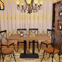 美式复古餐厅餐桌椅组合 复古做旧餐桌椅组合 实木桌子椅办公桌